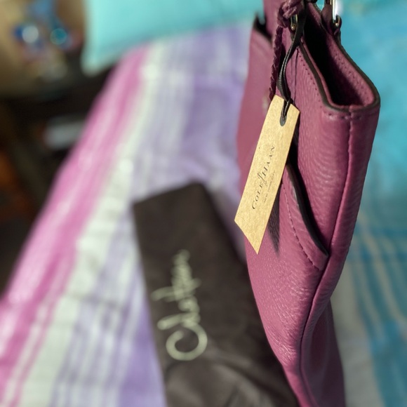 Cole Haan Purple Leather Shoulder Bag with Gold Hardware